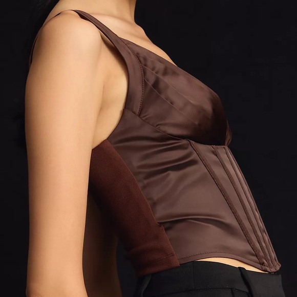 Anthropologie Porridge Plunge V-Neck Satin Corset Top XL - Picture 5 of 7